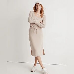 Madewell Ribbed Drawstring Midi Skirt